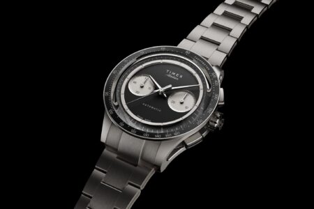 Timex Atelier Chronograph Automatic M1a Ti Moves the Brand Into Sharper Territory Timex Atelier Chronograph Automatic M1a Ti with matte black dial and titanium case