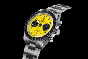 Tudor Black Bay Chrono 39 Bumblebee with yellow dial and black sub-counters on stainless steel bracelet