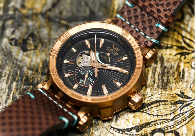Vostok-Europe tritium tool watch with a rugged case and illuminated dial