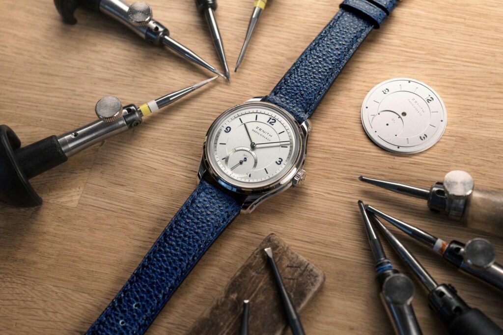Zenith G.F.J. Calibre 135 Double Signed with Naoya Hida platinum watch with silver dial and blue Urushi markers