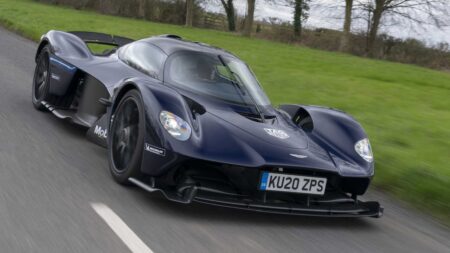 Aston Martin Valkyrie Faces Recall for Track Pack Brake Risk Aston Martin Valkyrie hypercar on a race circuit