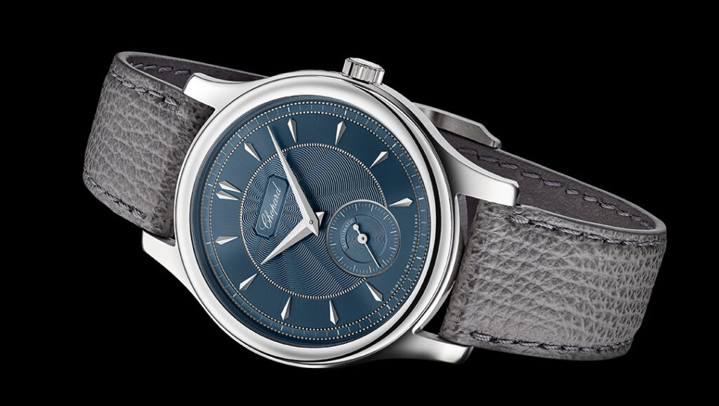 Chopard Revisits Its Fleurier Roots With the New L.U.C 1860 Chopard L.U.C 1860 watch with blue guilloché dial in Lucent Steel