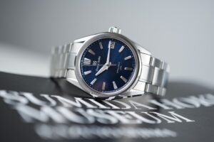 Grand Seiko Brings Lake Suwa to the 37mm Spring Drive UFA SLGB015 Grand Seiko Spring Drive UFA Lake Suwa SLGB015 with dark blue textured dial and steel bracelet