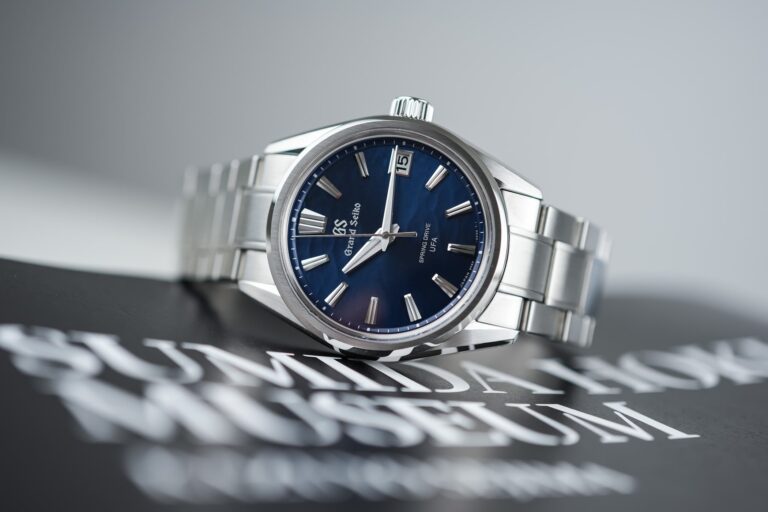 Grand Seiko Brings Lake Suwa to the 37mm Spring Drive UFA SLGB015 Grand Seiko Spring Drive UFA Lake Suwa SLGB015 with dark blue textured dial and steel bracelet