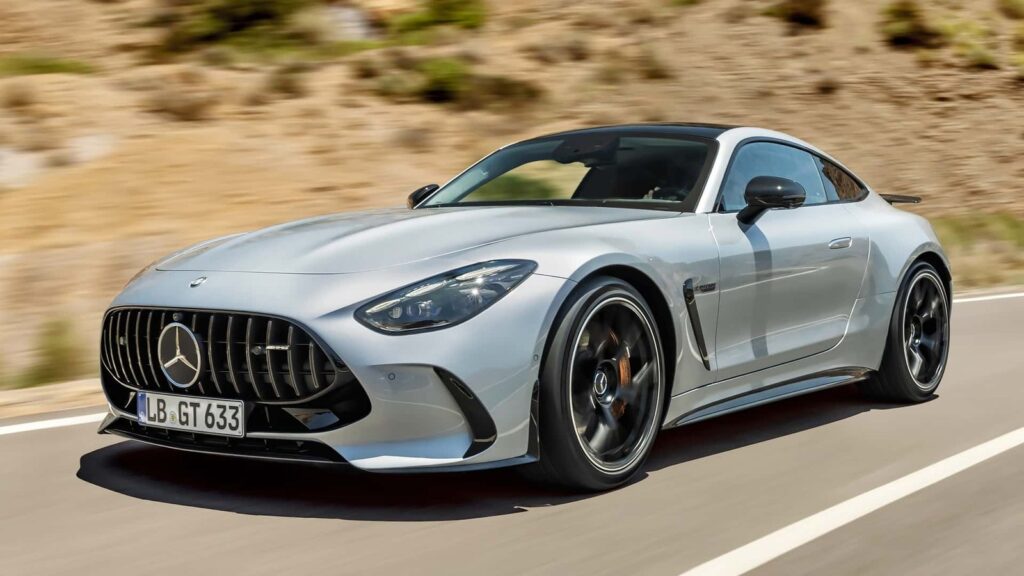 Mercedes-AMG Readies a 27-Model Push to Narrow the Gap to BMW M Mercedes-AMG performance cars lined up in a modern studio setting