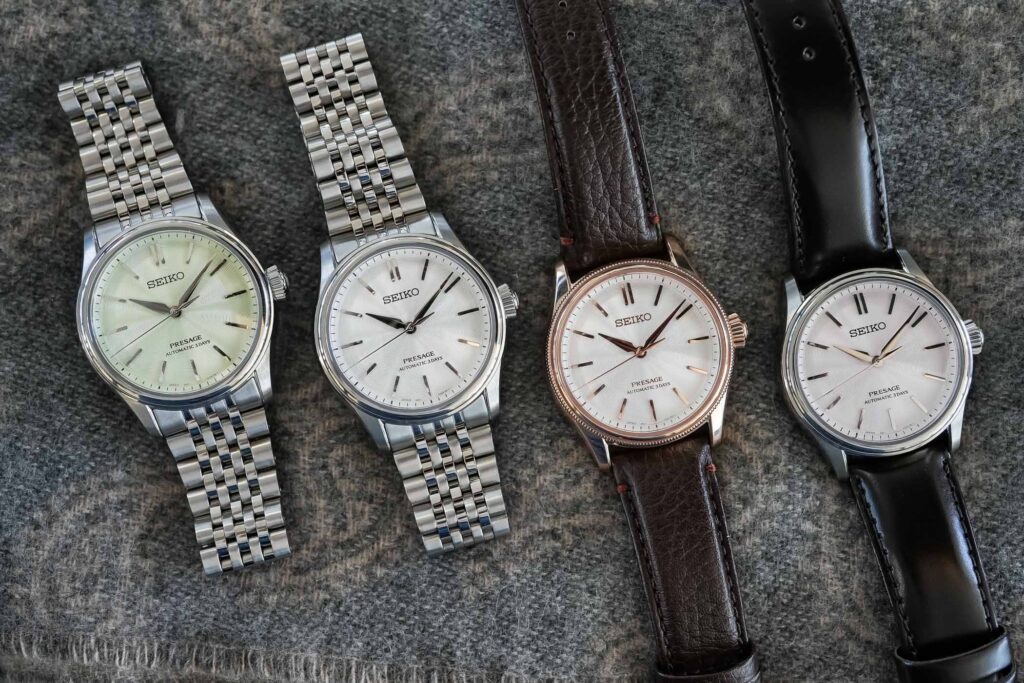 Seiko Presage Classic Series Adds 38mm Tomioka Silk Dials Seiko Presage Classic Series 38mm Tomioka silk-inspired watches with textured dials