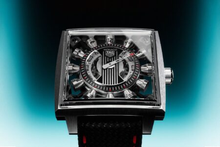 TAG Heuer Monaco Speed 12 with openworked dial and rotating piston hour display