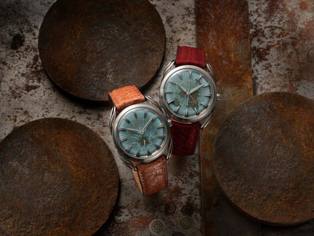 Holthinrichs Celebrates Ten Years With Two Sculptural SIGNATURE LAB Watches Holthinrichs SIGNATURE LAB 1.S and 1.GMT anniversary watches with textured patina dials