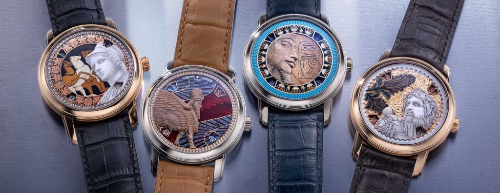Vacheron Constantin Métiers d’Art Tribute to Great Civilisations watch dial with stone-carved antiquity motif