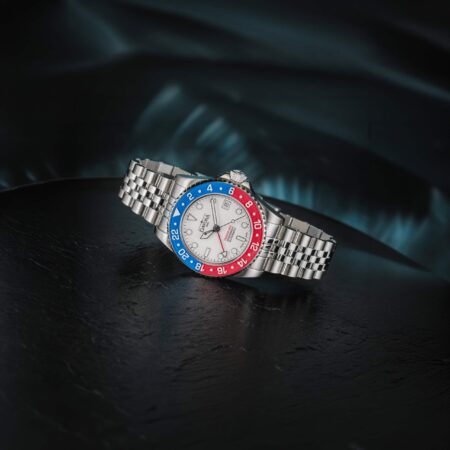 Davosa Ternos GMT Lucent 161.592.02 white dial Pepsi GMT watch on stainless steel bracelet