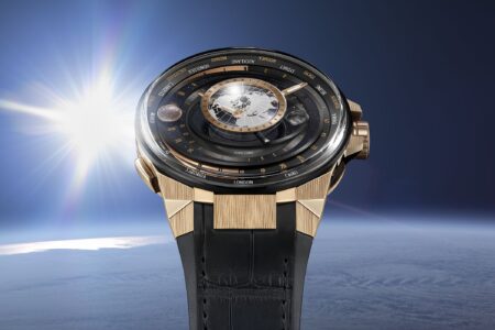 Ulysse Nardin Blast Moonstruck Rose Gold astronomical watch with aventurine dial and suspended globe display