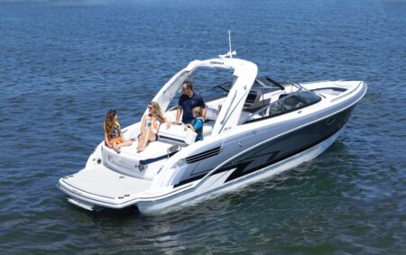 Formula Boats luxury powerboat cruising on calm water