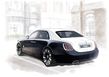 Rolls-Royce Ghost Savile Row in Midnight Sapphire over English White