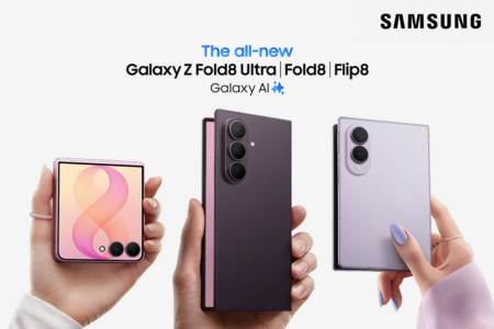 Samsung Galaxy Z Fold8, Galaxy Z Fold8 Ultra and Galaxy Z Flip8 foldable smartphones shown together