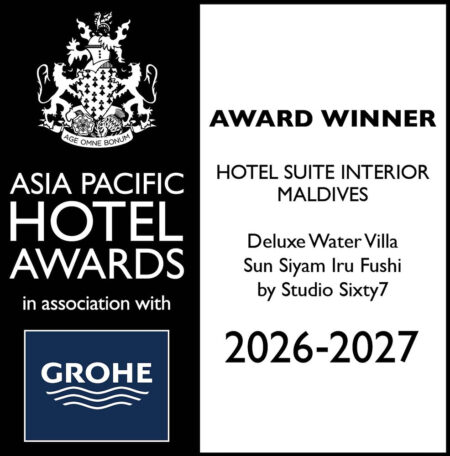 Sun Siyam and Studio Sixty7 Win Asia Pacific Design Honours Sun Siyam Iru Fushi overwater villa interior with natural textures and lagoon views