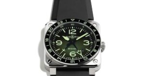 Bell & Ross Gives the BR-03 GMT a Northern Lights Glow Bell & Ross BR-03 GMT Green Lum watch with green luminous Northern Lights styling