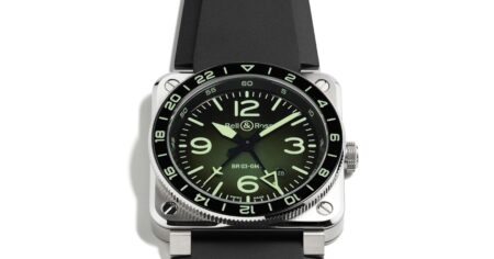 Bell & Ross Gives the BR-03 GMT a Northern Lights Glow Bell & Ross BR-03 GMT Green Lum watch with green luminous Northern Lights styling