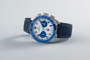 Bremont Terra Nova HRR Chronograph Turns the Regatta Into a Timing Tool Bremont Terra Nova HRR Chronograph with white dial, blue sub-dials and royal blue bezel