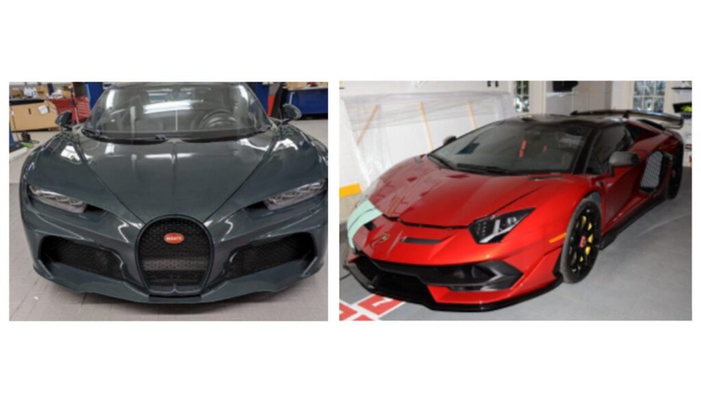 Bugatti Chiron and Lamborghini Aventador SVJ Seized in Billion-Dollar Guo Wengui Case Bugatti Chiron and Lamborghini Aventador SVJ stored in a secure vehicle facility