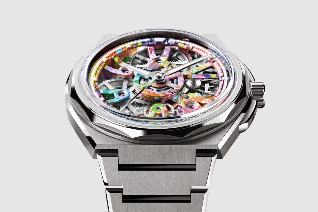 Christopher Ward Turns the Twelve X Movement into a Painted Canvas Christopher Ward Twelve Xander watch with a colourful hand-painted skeletonised movement