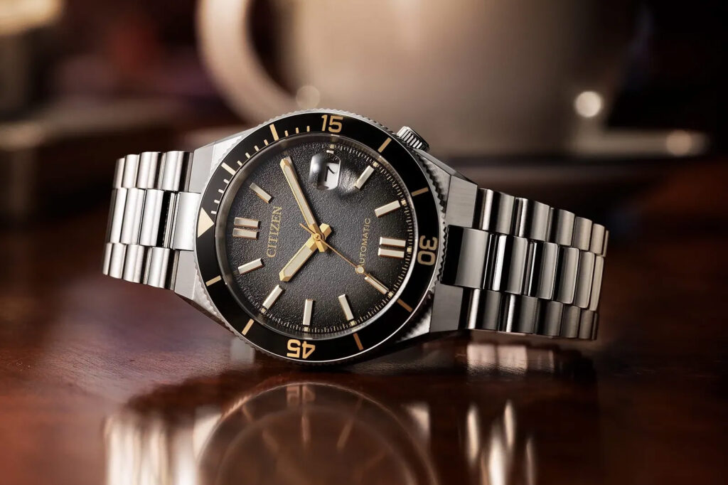 Citizen Tsuyosa Shore Timeslip limited edition watch with black dial and stainless steel bracelet