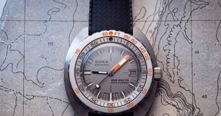 DOXA Puts a Titanium Dial in the Spotlight on the SUB 300 Ti5 Clive Cussler DOXA SUB 300 Ti5 Clive Cussler watch with dual-layer titanium dial