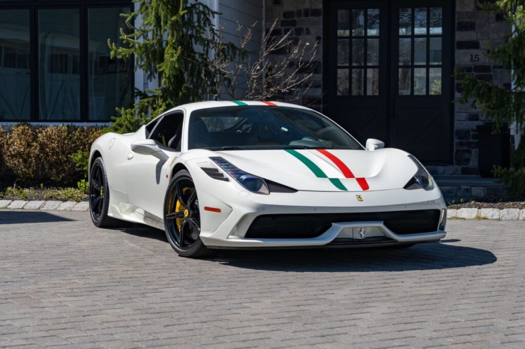 Matching Tricolore Ferraris Bring 458 Speciale, Aperta and F12tdf to Auction Ferrari 458 Speciale and F12tdf in white tricolore specification