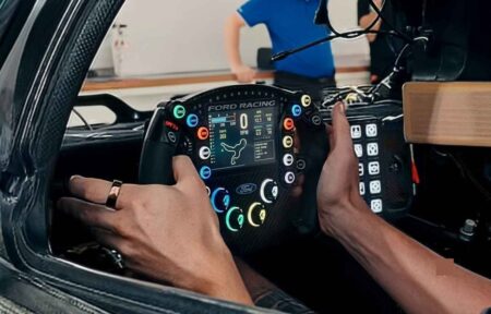 Ford’s V8 Le Mans Hypercar Comes to Life Ahead of European Testing Ford Le Mans hypercar prototype in a dark garage during first V8 start-up