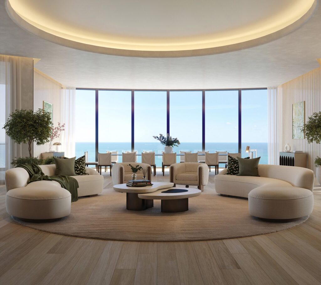 Oceanfront penthouse terraces at Rivage Bal Harbour overlooking the Atlantic Ocean and Biscayne Bay