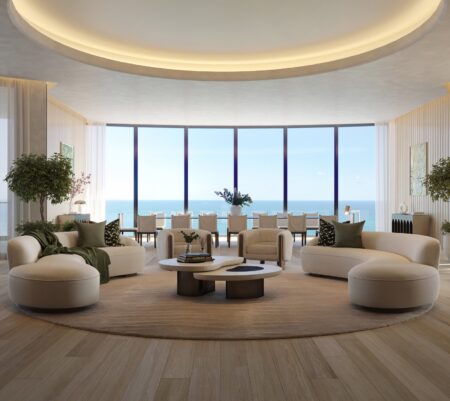 Oceanfront penthouse terraces at Rivage Bal Harbour overlooking the Atlantic Ocean and Biscayne Bay