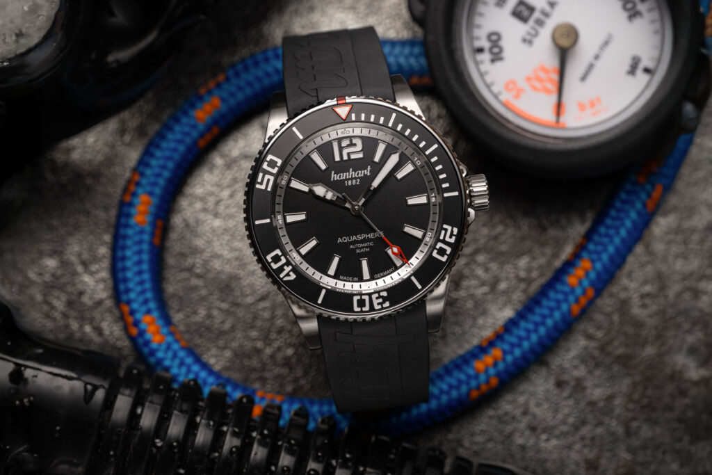 Hanhart Gives the Aquasphere a Sharper Matte Black Dial Hanhart Aquasphere Matte Black dive watch with black dial and ceramic bezel