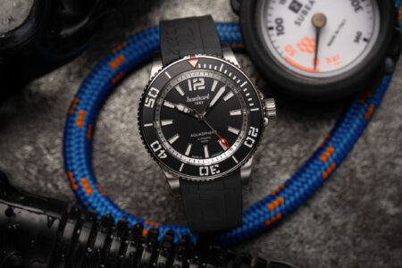 Hanhart Gives the Aquasphere a Sharper Matte Black Dial Hanhart Aquasphere Matte Black dive watch with black dial and ceramic bezel