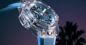 Hublot Big Bang Sapphire Sky Blue Puts the Meca-10 on Display Hublot Big Bang Sapphire Sky Blue watch with transparent sapphire case