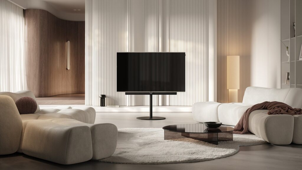 Loewe antares Brings German OLED Craft to the Customisable Smart TV Loewe antares OLED TV with customisable stand and minimalist widescreen design
