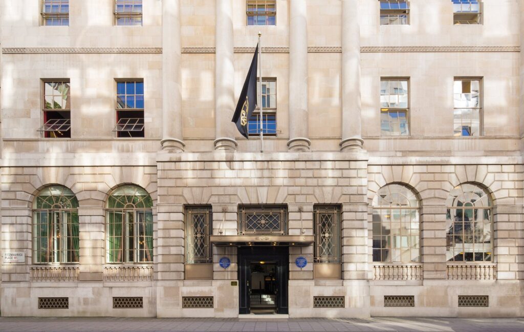 The Lansdowne Club in Mayfair with elegant art deco interiors and historic architectural details