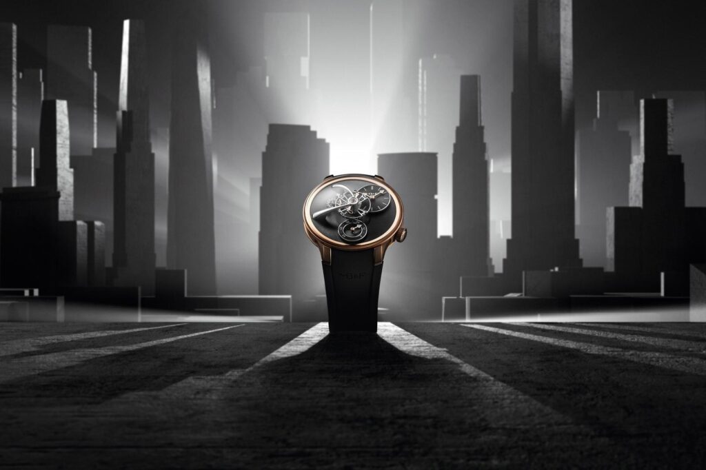 MB&F Opens Its New York Lounge With a Rose Gold LM101 EVO MB&F LM101 EVO NYC Edition in rose gold with black dial
