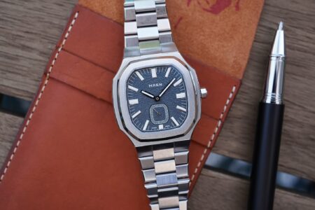 Maen Manhattan 37 Ultra-Thin Blue Tuscan Dial integrated stainless steel watch