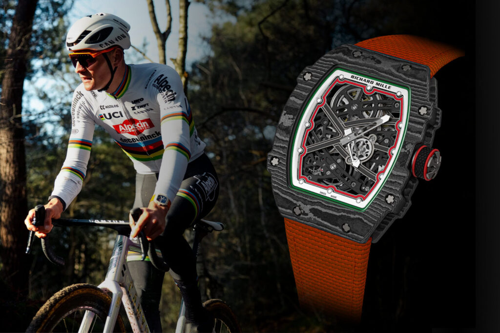 Richard Mille’s RM 67-02 Finds Its Natural Habitat on Mathieu van der Poel’s Wrist Mathieu van der Poel riding with the Richard Mille RM 67-02 Extra Flat on his wrist