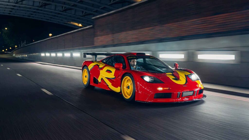 Nick Mason’s McLaren F1 GTR 10R is heading to Monterey with a $35 million estimate McLaren F1 GTR chassis 10R in scarlet and yellow factory livery