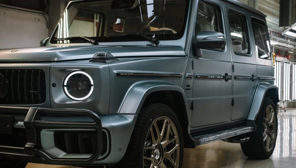 Mercedes-AMG G 63 Mirage Edition Brings Desert Light to a 35-Car Middle East Run Mercedes-AMG G 63 Mirage Edition in verde silver magno with Tech Gold wheels