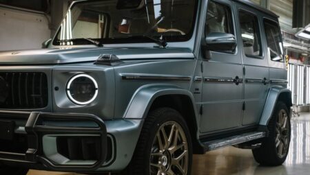 Mercedes-AMG G 63 Mirage Edition Brings Desert Light to a 35-Car Middle East Run Mercedes-AMG G 63 Mirage Edition in verde silver magno with Tech Gold wheels