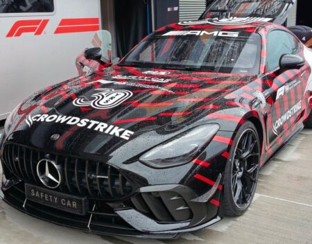 Mercedes-AMG GT Pro Takes Over F1 Safety Car Duty in Hungary Mercedes-AMG GT Pro Formula 1 safety car in red and black anniversary livery