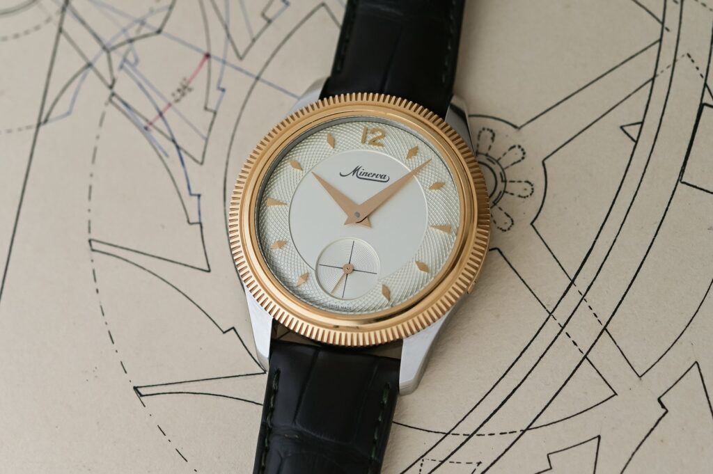Minerva The Unveiled Crownless watch with ivory dial and rose-gold fluted bezel