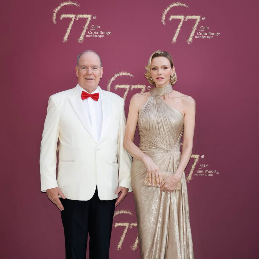 Prince Albert II and Princess Charlène attending the Monaco Red Cross Gala at Sporting Monte-Carlo