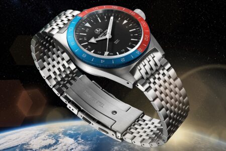 Ollech & Wajs Brings Back the Early Bird for Its 70th Year Ollech & Wajs Early Bird 24-hour dual time zone watch with red and blue bezel