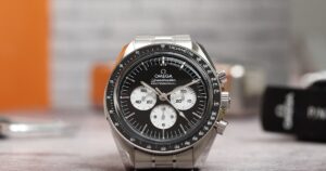 Omega Speedmaster Moonwatch Professional Black and White with inverted panda dial on stainless steel bracelet