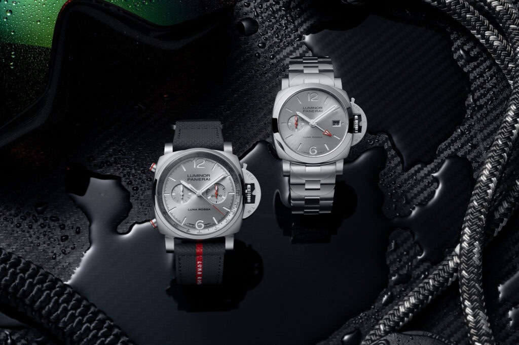 Panerai Sets a Silver Course With Two New Luminor Luna Rossa Watches Panerai Luminor Luna Rossa Chrono and GMT watches with silver dials