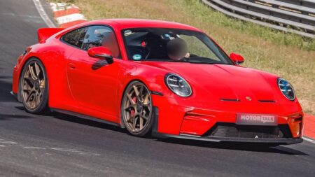 Porsche 911 GT3 992.2 Prototype Spotted With an Integrated Ducktail Porsche 911 GT3 992.2 prototype with ducktail spoiler testing at the Nürburgring