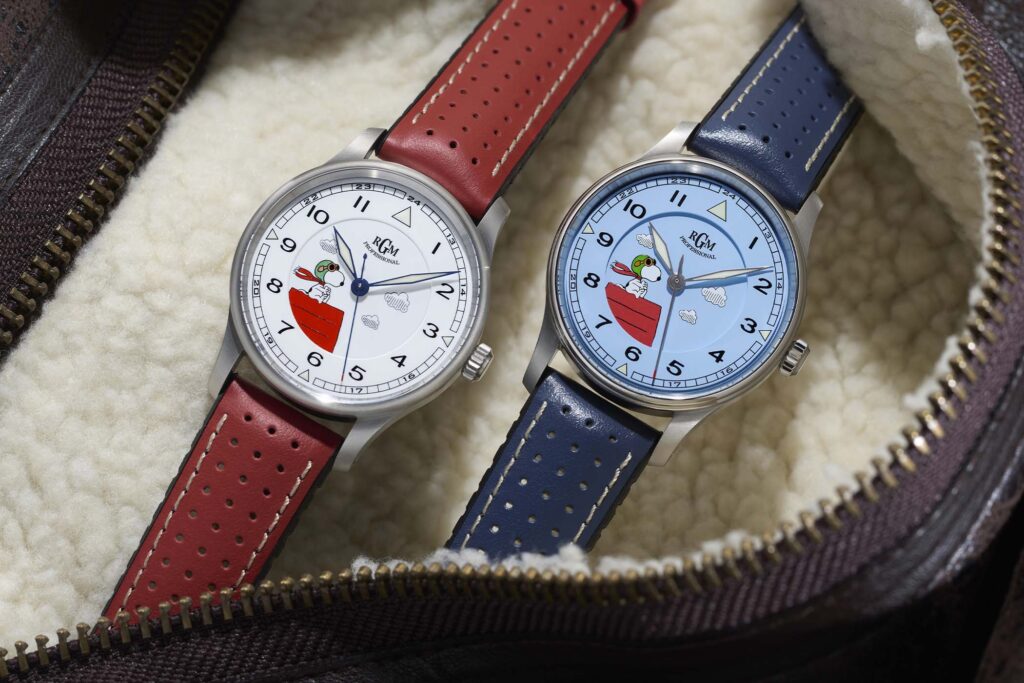 RGM Gives Its Model 151 Pilot Watch a Snoopy Flying Ace Dial RGM Model 151 Snoopy Flying Ace watch with Snoopy artwork on the dial