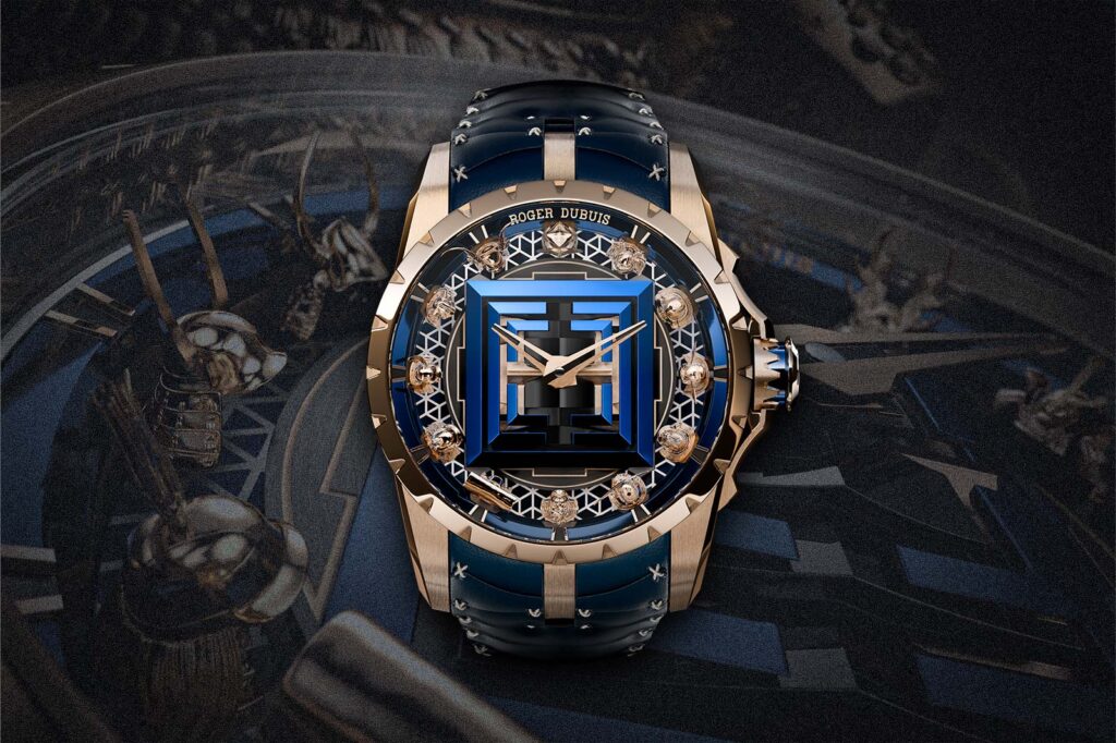 Roger Dubuis Excalibur The Kabuto Legacy watch with samurai kabuto helmets around an Edo Castle dial